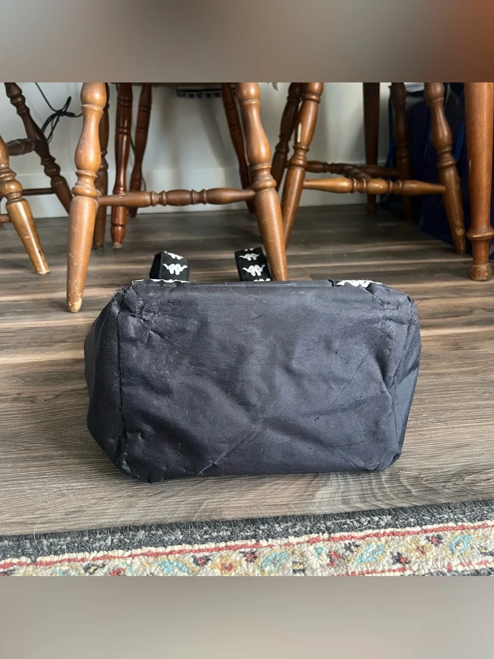 Kappa Black Backpack with White Repeating Logo Trim